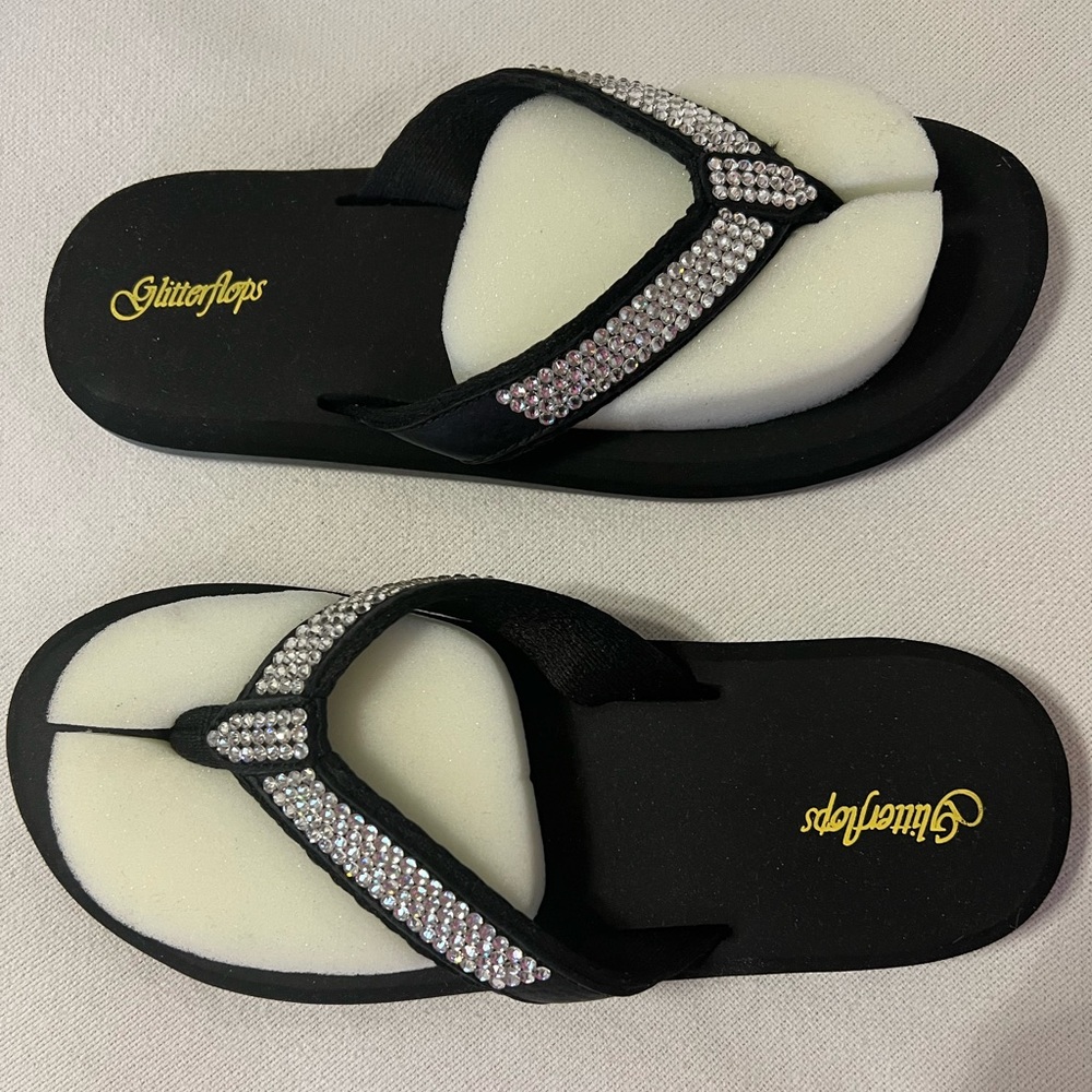 Glitterflops. Size 11. Black. OMG - full Crystal.